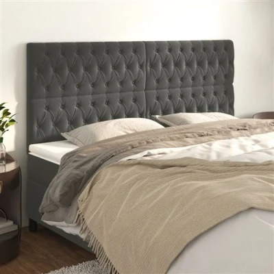 Afbeelding van vidaXL Hoofdborden 4 st 100x7x78/88 cm fluweel donkergrijs