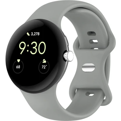 Afbeelding van iMoshion Bandje Geschikt voor Google Pixel Watch / 2 Maat L Siliconen band zilver knoopje Grijs