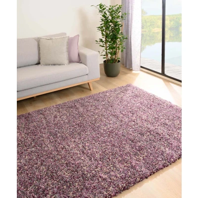 Afbeelding van Hoogpolig Vloerkleed Gemêleerd Blend Paars/grijs 80x250 Cm