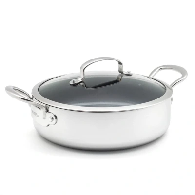 Afbeelding van Greenpan Barcelona Evershine Hapjespan Met Deksel En Extra Handvat Ø 26 Cm/3.8l Rvs Inductie
