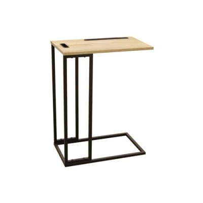 Image de The Home Deco Factory Table d&#039;appoint en bois et métal avec support tablette