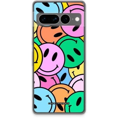Afbeelding van Case Company® hoesje geschikt voor Google Pixel 7 Pro Smiley N1 Soft Cover Telefoonhoesje Bescherming aan alle Kanten en Schermrand