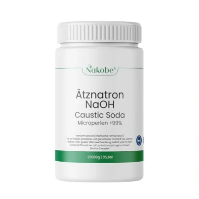 Afbeelding van Nakobe Natriumhydroxide NaOH 1 kg Microparels &gt; 99% zuiverheid Ideaal voor de zeepproductie en industrie Bijtende soda Laboratoriumkwaliteit