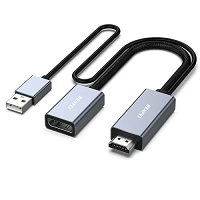Afbeelding van BENFEI HDMI naar DisplayPort adapter, bron monitor, compatibel met pc, grafische kaart, laptop, PS5, Xbox One (360), ondersteunt 4K @60Hz 2K @144Hz 1080P @165Hz