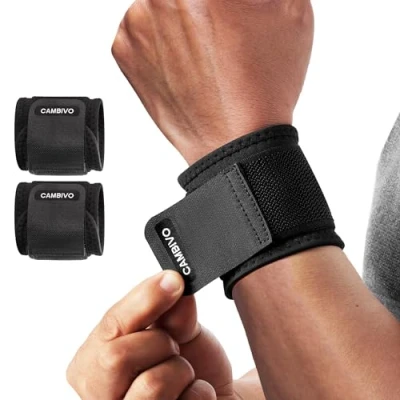 Afbeelding van CAMBIVO polsband, 2 delig, verstelbare polsbescherming, ademende krachttraining, polswraps voor sport, fitnessstudio, krachtpols, versterking van de pols