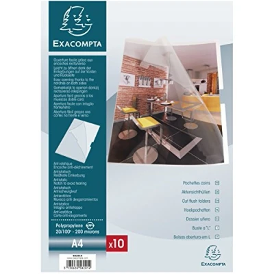 Afbeelding van Exacompta 58201E transparante hoesjes, A4, 21 x 29,7 cm, 200 µ, 10 stuks