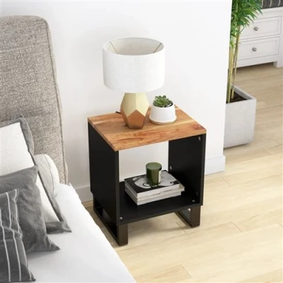 Afbeelding van Salontafel 40x31x46 cm massief acaciahout en bewerkt hout