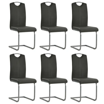 Afbeelding van Eetkamerstoelen 6 st kunstleer grijs