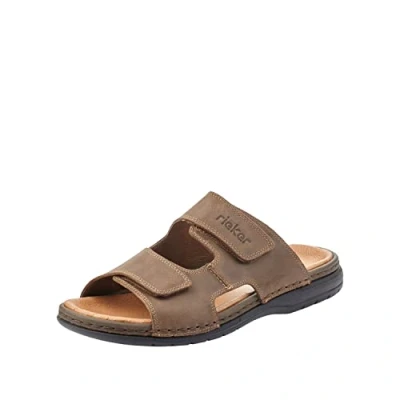 Afbeelding van Rieker 25592 Comfort slippers Heren Maat 42 Bruin 25 Tabak
