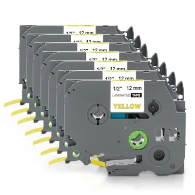 Afbeelding van Yellow Yeti Gelamineerde cassette, TZe 631, TZ zwart op geel, 12 mm x 8 m, compatibel met Brother P Touch PT 1000, H100, D210VP D400, D600VP P700, 7 stuks 50 W Cube