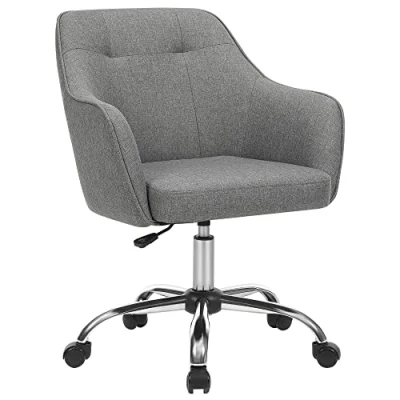 Afbeelding van SONGMICS Bureaustoel, Comfortabele draaistoel, Ergonomische zitting, in hoogte verstelbaar, draagvermogen 120 kg, stalen frame, stof imitatielinnen, voor bureau, Grijs OBG019G01
