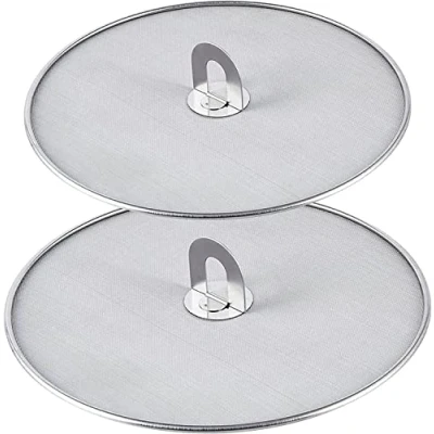 Afbeelding van PIQIUQIU Set van 2 roestvrijstalen spatbescherming met inklapbare keukengreep (25 cm + 32 cm)