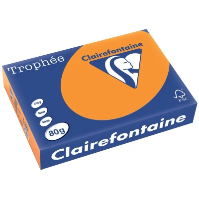 Afbeelding van Clairefontaine Trophée Intens, gekleurd papier, A4, 80 g, 500 vel, fluo oranje papier