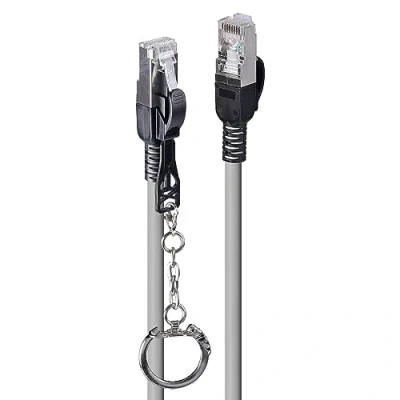 Image de Lindy Cordon de raccordement RJ 45 (M) pour 15 m 6 mm S/FTP, PiMF CAT 6a sans halogène, crochet gris