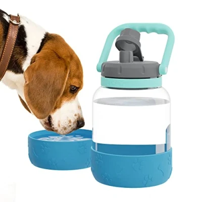 Afbeelding van Asobu The Barkley Juggler Blauwe draagfles inhoud 1,5L voor water met drinkbak de hond van tritan