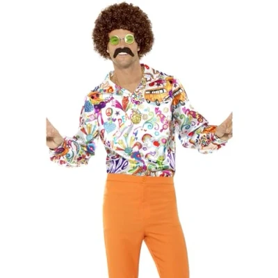 Afbeelding van SMIFFY&#039;S Satijnachtige jaren 60 hippie blouse voor mannen L