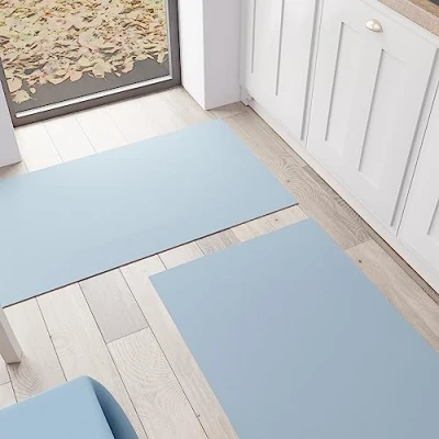 Afbeelding van PETTI Artigiani Italiani keukentapijt, wasbaar, antislip, effen 52 x 380 cm lichtblauw, 100% Made in Italy