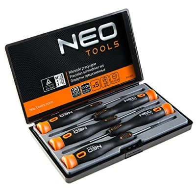 Afbeelding van NEO TOOLS 04 225 Schroevendraaierset 5 SL1.5, SL2, SL2.5, PH00, PH0 Kunststof koffer