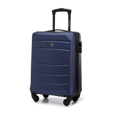 Image de WITTCHEN Trousse de toilette Valise voyage Bagage à main cabine en ABS Serrure combinaison Globe Line Nécessaire Bleu foncé