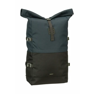 Afbeelding van Sandqvist Icon Rolltop laptop rugzak L multi black navy with leather