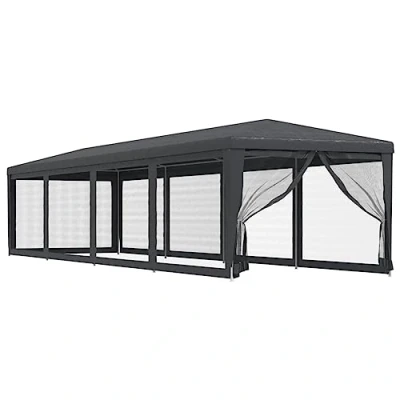 Afbeelding van Partytent met 10 mesh zijwanden 3x12 m HDPE antracietkleurig