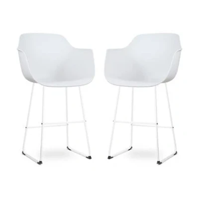 Afbeelding van Nolon Nino Puk barkruk wit onderstel 75 cm set van 2