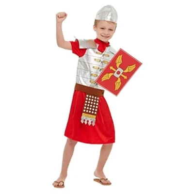 Afbeelding van Smiffys Kinder Kostuum Kids tm 6 jaar Horrible Histories Roman Boy Rood/Zilverkleurig