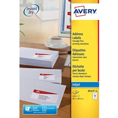 Afbeelding van Avery J8163 10 adresetiketten 99,1 x 38,1 mm (140 stuks)