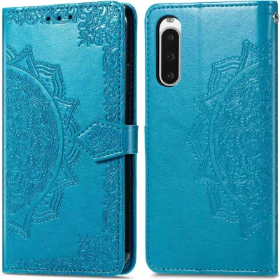 Afbeelding van iMoshion Hoesje Geschikt voor Sony Xperia 10 V Met Pasjeshouder Mandala Bookcase Turquoise