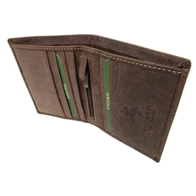 Afbeelding van Visconti Kleine lederen herenportemonnee slanke kaarthouder 6 kaartvakken en muntvak RFID Geschenkdoos 705 ARROW, Donkerbruin RFID, S, Portemonnee