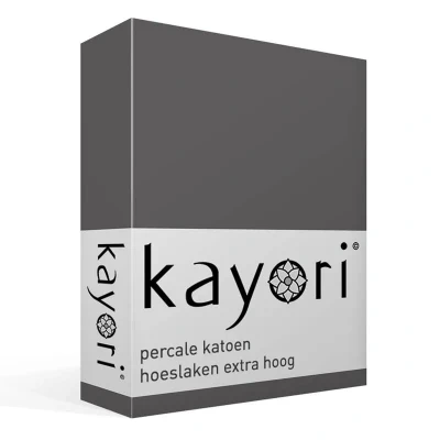 Afbeelding van Kayori Shizu perkal hoeslaken antracite 200/200 (Kleur: Antracite)