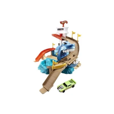 Afbeelding van Hot Wheels BGK04 City Color Shifters Sharkport Showdown Speelset, Grote Speelset Inc. 1 Speelgoedauto En Starter, Meerkleurig