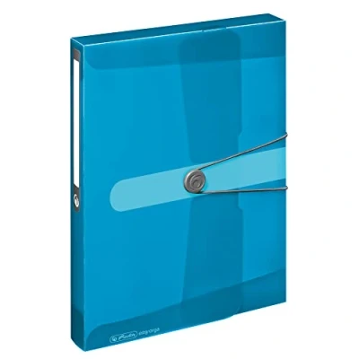 Afbeelding van Herlitz Verzamelbox A4 PP met etiket op de achterkant, 1 stuk designprint, rugbreedte 4 cm, transparant blauw