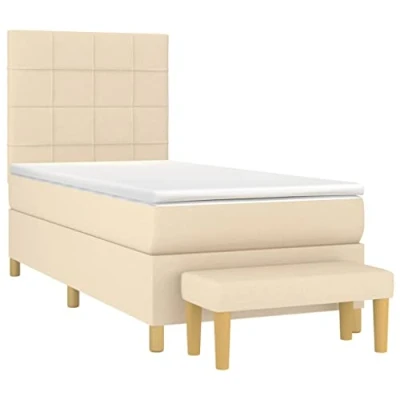 Afbeelding van vidaXL Boxspring met matras stof crèmekleurig 80x200 cm