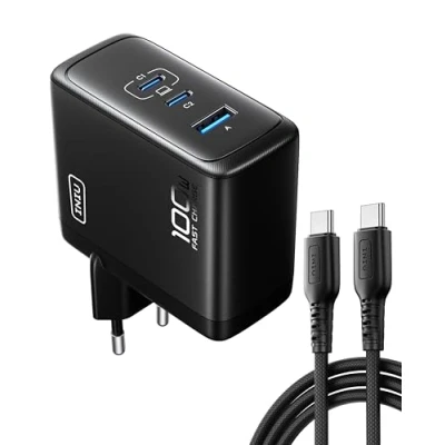 Afbeelding van INIU 100 W USB C oplader, supersnelle compacte 3 poorten, 2 type en A, voor Samsung Galaxy S22/S22 Ultra/S22+ iPhone 15 Pro Max 14 Plus 13 12, Steam Deck Pixel iPad MacBook enz.
