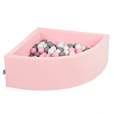 Afbeelding van KiddyMoon Quartel Ecking Ballenbad, 90 x 30 cm, 200 ballen met een diameter van 7 babyspeelbad, speelbad, made in EU, roze: wit/grijs/roze