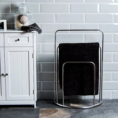 Afbeelding van Bath Vida Handdoekenrek met 3 niveaus voor badkamer, gebogen houder, verchroomd