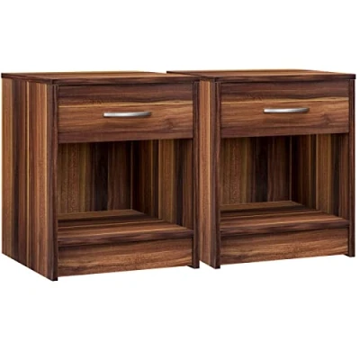 Afbeelding van 2 x nachtkastje, 35 40 50 cm, nachtkastje met lade, opbergmeubel, slaapkamer, bruin, merano look