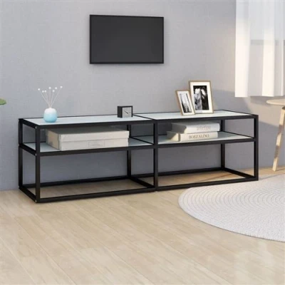 Afbeelding van vidaXL Tv meubel 140x40x40,5 cm gehard glas witmarmerkleurig