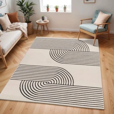 Afbeelding van SURYA Vloerkleed Woonkamer, Slaapkamer Modern Scandinavisch Tapijt CONSTANCE Wit/Zwart 200x275 cm