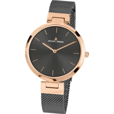 Afbeelding van Jacques Lemans 12110H Horloge, Dames, Maat: One Size, Anthrazit roségold