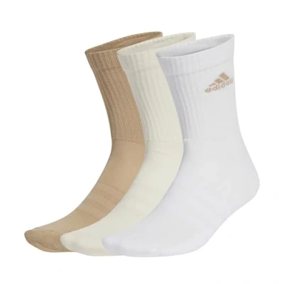 Image de adidas Mixte Cushioned Crew Socks 3 Pairs, White/Wonder White/Warm Sandstone, 10.5 12.5