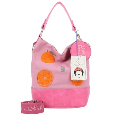 Afbeelding van Fritzi aus Preußen schoudertas utensil zak Izzy07 x Frida Kahlo Limited Canvas Hobo Bag Oranges roze