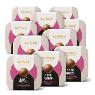 Image de 90 Coffee Balls Lungo Forte Boules de Café haut gamme 100% compostable Spécialement conçues pour l&#039;utilisation la machine à CoffeB by Royal