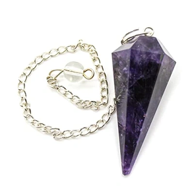 Afbeelding van DOJA Barcelona Waarzeggerij Pendel 7 Chakra&#039;s Amethist Steen Lithotherapie, Edelsteen voor Meditatie, Radiesthesie Pendel, Spiritueel Object, Welzijn, Esoterisme Object...