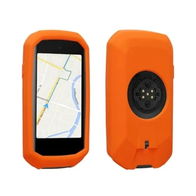 Afbeelding van kwmobile fietscomputer gps hoes geschikt voor Garmin Edge 1050 hoesje Beschermhoes fietsnavigatie Siliconen cover in oranje