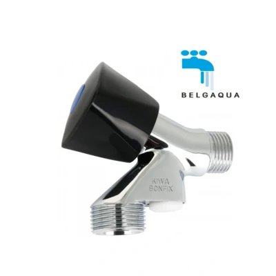 Afbeelding van Bonfix wasmachinekraan met keerklep / zwarte knop ½