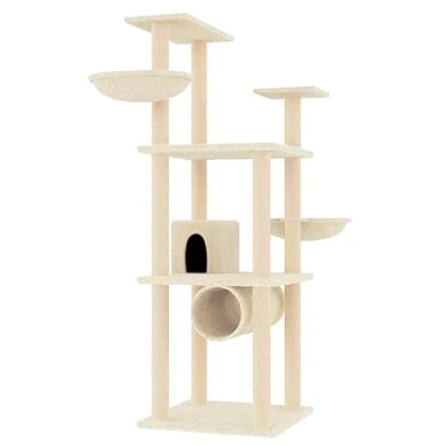 Afbeelding van Kattenmeubel met sisal krabpalen 141 cm crmekleurig