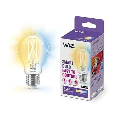 Afbeelding van WiZ Gloeilamp warm tot koelwit licht Slimme led verlichting E27 fitting 60 W transparant wifi