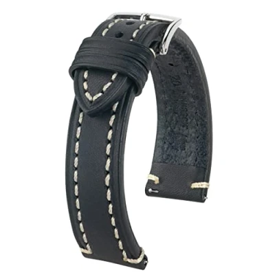 Afbeelding van Hirsh Horlogeband Wild calf Zwart Leer 20mm